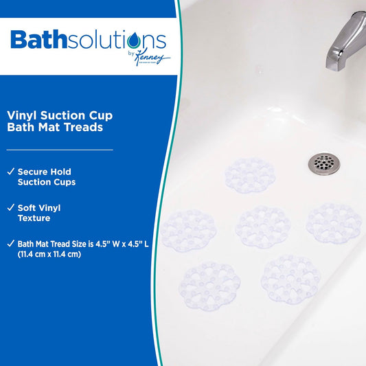 KN61549 Vinyl Bath Treads with Suction Cups for Use Inside the Bathroom Shower, 5" L x 5" W, Clear