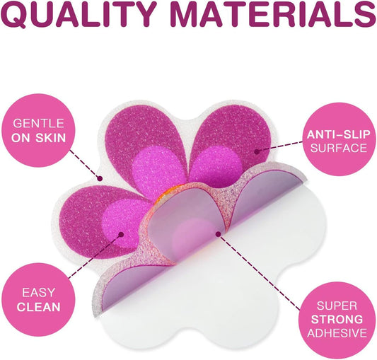 20PCS Flower Bathtub Non Slip Stickers with Scraper, Multicolor | Comfortable PEVA Material, Large Decal Design, Strong Adhesive, Easy to Use, For Bath Tubs, Showers & Stairs