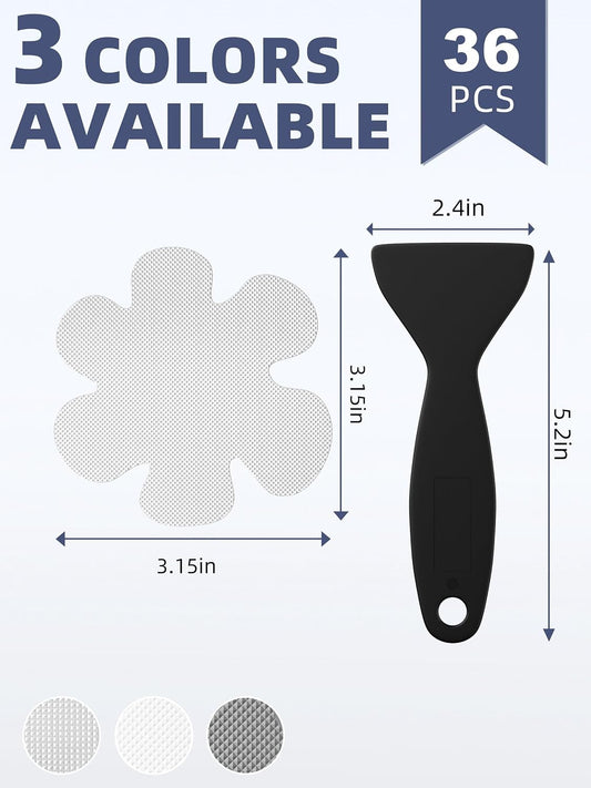 36PCS Snowflake Non Slip Bathtub Stickers with Scraper, Clear | Original Large Anti-Slip Treads, Comfortable PEVA Material, Strong Adhesive, Easy to Use, For Bath Tubs, Showers & Stairs