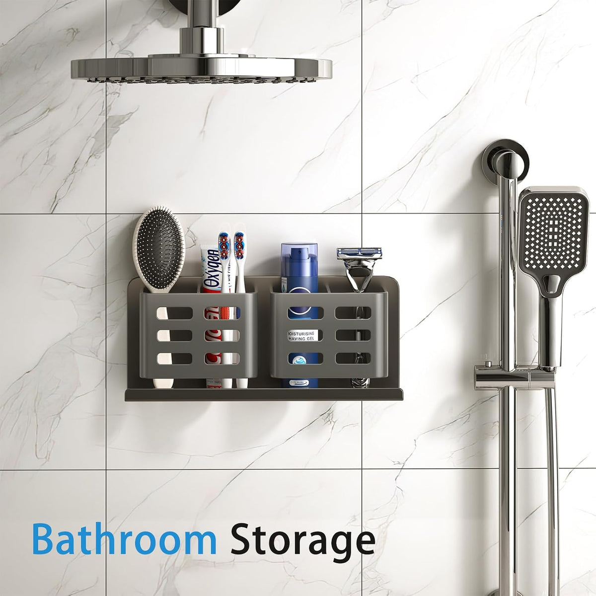 Black Toothbrush Holder wall Mount, Aluminum,No Drilling Required