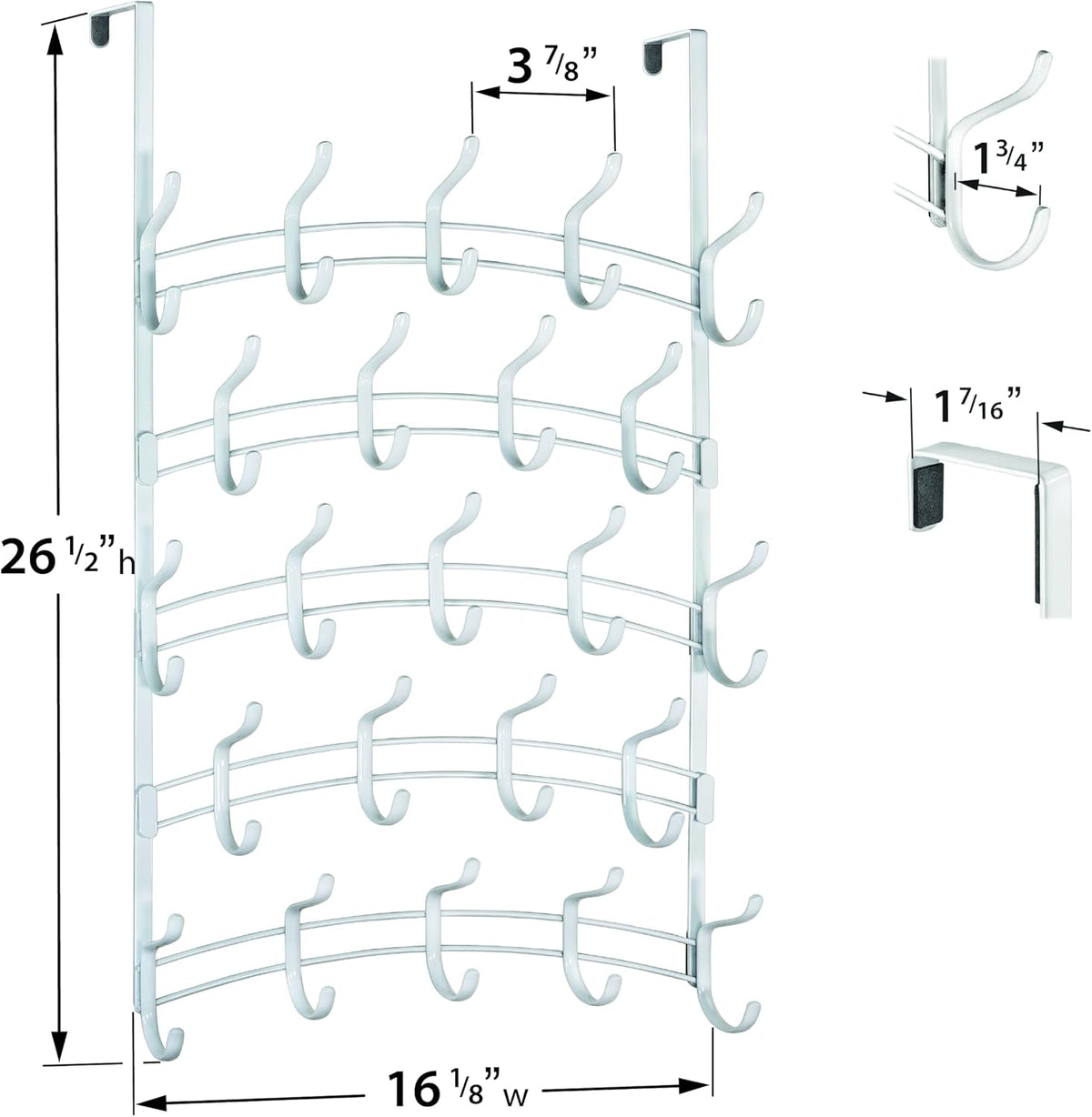LYNK Professional® Home™ Over the Door Hooks - 9 Hook – Over the Door Coat Rack - Over the Door Hanger - Hanging Towels or Clothes - Bathroom, Bedroom, Laundry Room - Lifetime Ltd. Warranty, Black