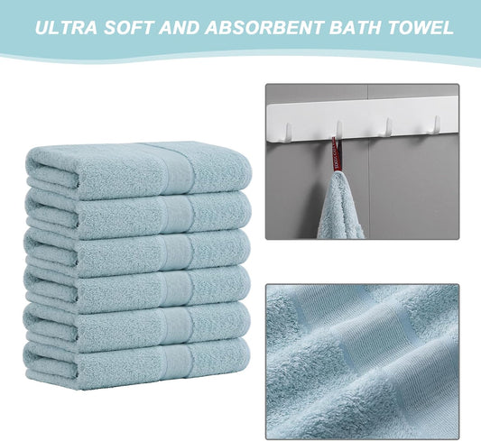 Towels - Premium 100% Cotton Bath Towels Set (27 x 54 inches), Lightweight and High Absorbency Quick Drying (Grey)