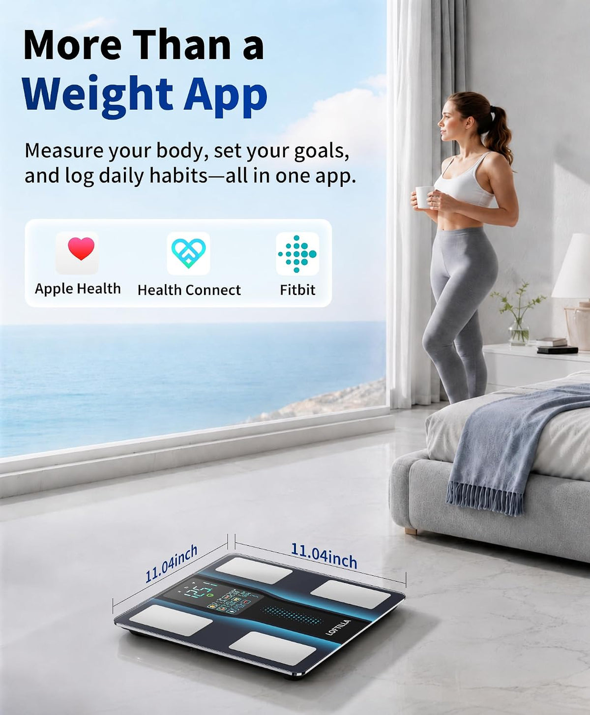 Smart Scale with BMI, Body Fat, Muscle Mass, 8-in-1 Display