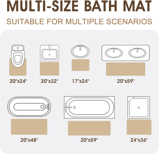 Memory Foam Bath Mat, Ultra Soft Absorbent Waffle Bathroom Rugs, Super Non-Slip PVC Backing Bath Rug Quick Dry, Machine Washable Rug for Tub, Shower, Home Decor Accessory, 32" x 20", Dark Gray