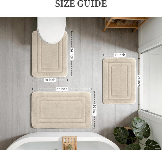 2-Piece Towel-Like Memory Foam Bathroom Rug Set, Dark Grey