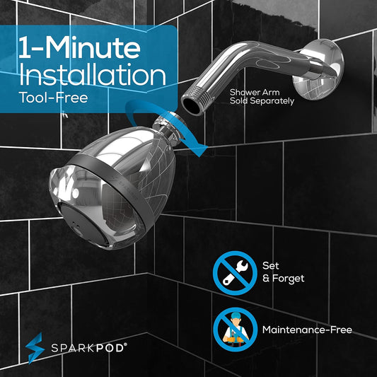 High Pressure Shower Head, 3 Inch Fixed Showerhead, Black Matte | Rain, Pulsating & Combo Modes, Helps Boosts Low Water Pressure, Anti-Clog Nozzles, Easy Install