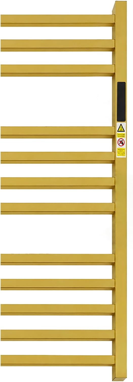 Luxury 5 Bar Towel Warmer Rack for Bathroom, Wall Mounted Electric Heated Towel Rack with Timer & Fahrenheit Temperature Control, Stainless Steel Towel Heater for Bathroom(Brushed Gold)