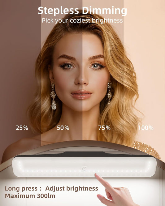 2 Pack Wireless Makeup Light, Rechargeable Vanity Lights for Mirror with 3 Color Modes, Stepless Dimming, Touch Control & Adjustable Angle, Cordless Bathroom Mirror Light, Gift for Women