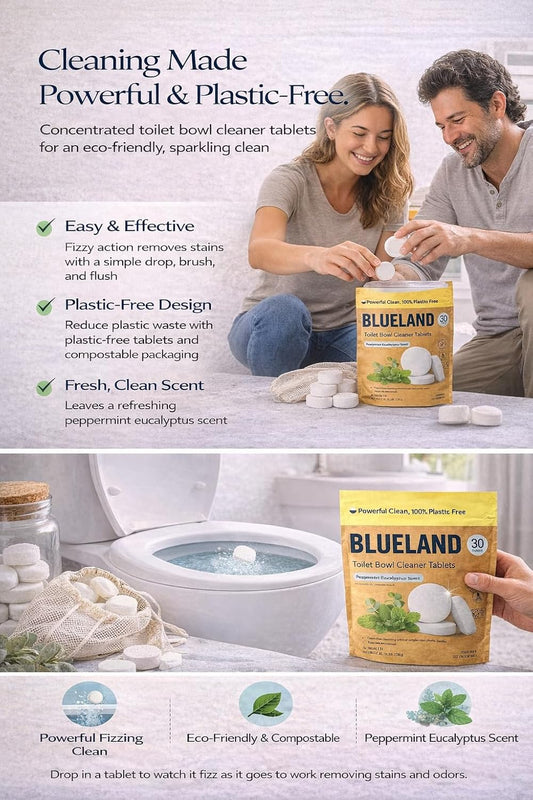Toilet Bowl Cleaner Tablets. Peppermint Eucalyptus Scent. 30 Tablets.