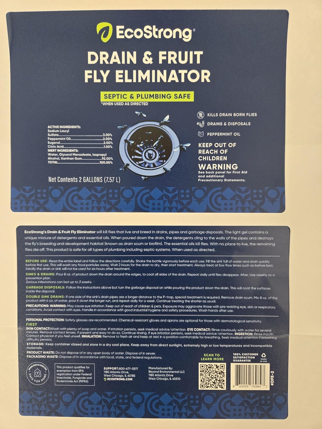 Fruit Fly Drain Treatment | Drain Fly Eliminator | Eliminates Gnats, Sewer Flies and More - Works in All Drains - 32 Fl Oz