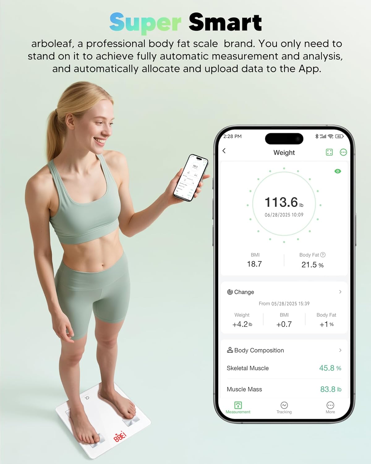 Smart Scale for Body Weight, Dual-Frequency 8-Electrode BIA