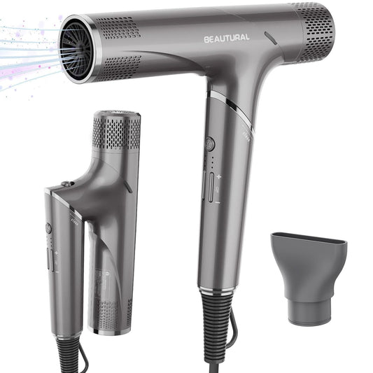 High-Speed Hair Dryer, 1600W, Dual Voltage, Foldable for Travel | 110,000 RPM Brushless Motor Million Ionic for Fast Drying & Frizz Control, 3 Temps & 3 Speeds, Dual Voltage for Worldwide Use