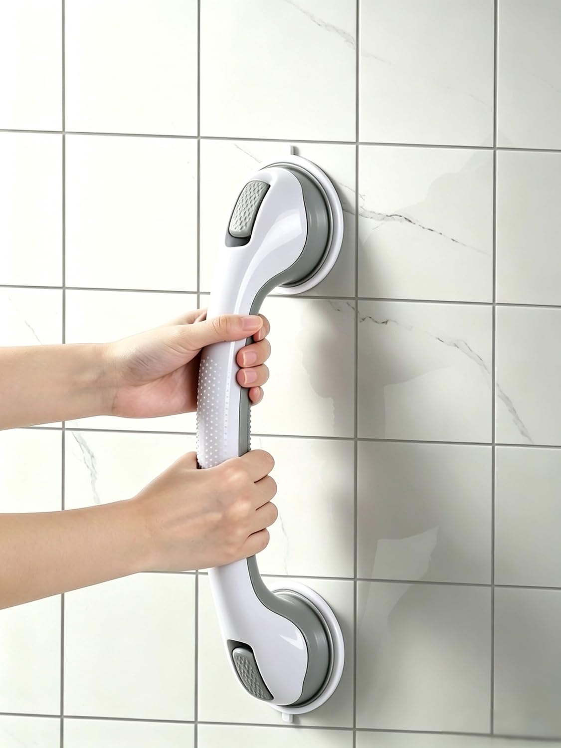Shower Grab Bar, Suction Grab Bars for Shower, 2 Pack 16.11 Inch Shower Handles for Elderly Suction, Bathroom Grab Bars for Seniors, Shower Grab Bars Suction Heavy Duty, Waterproof No Drilling