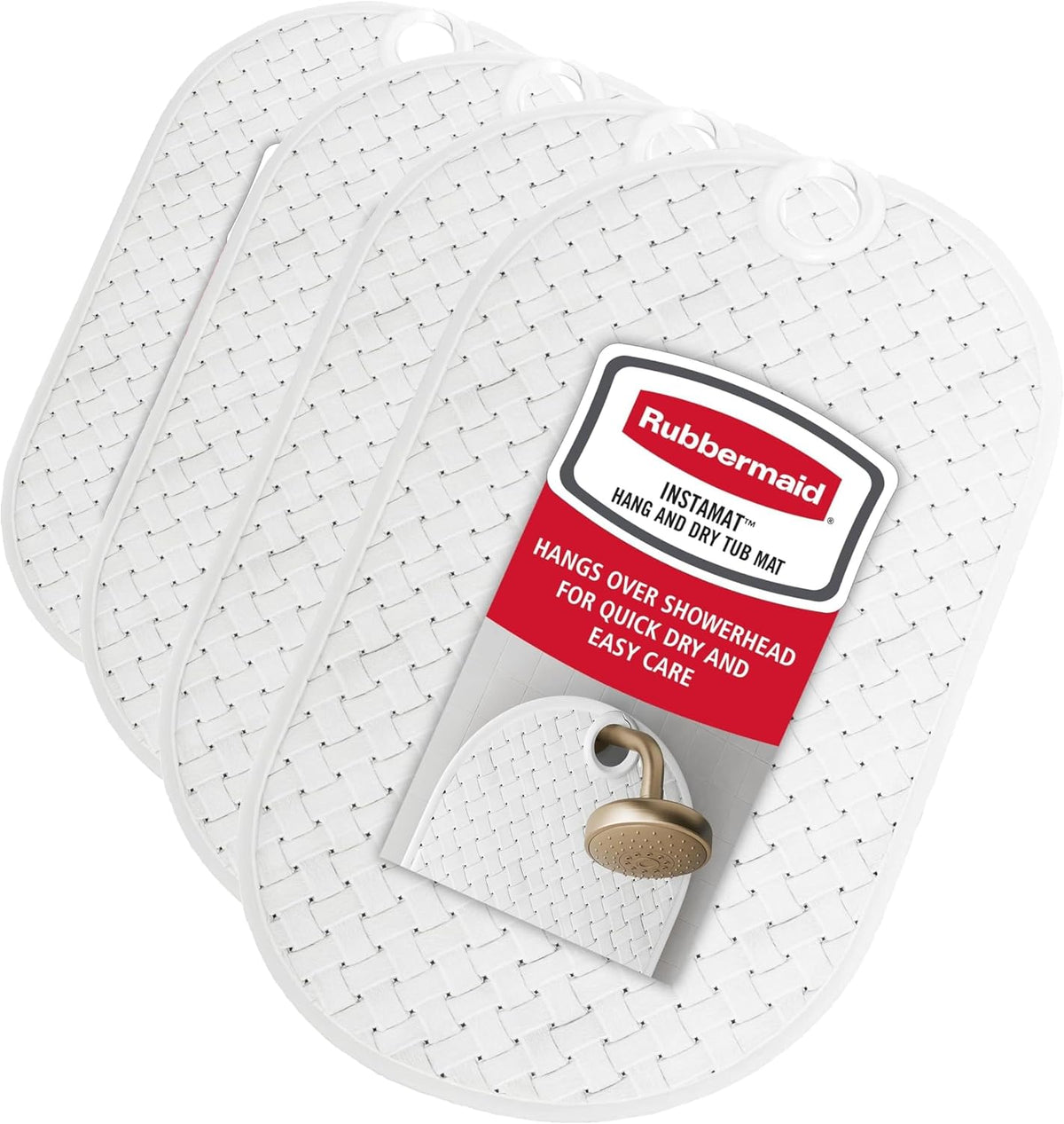 INSTAMAT Bath Tub Shower Mat, Non-Slip Tub Mat with Suction Cups, Bath Mat Hangs on Showerhead for Quick Dry, 27.2 x 15.2 Inch, BPA-Free, Easy to Clean, for Inside Tub or Shower, Clear