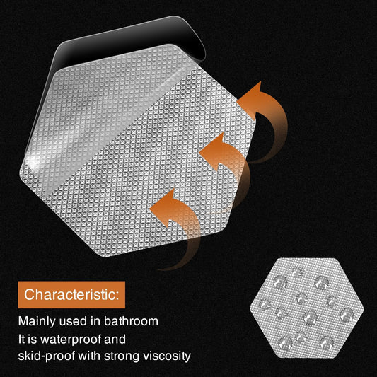Hexagon Non Slip Bathtub Stickers with Scraper, 12PCS, Clear | Original 3.15 in Anti-Slip Treads, Comfortable PEVA Material, Strong Adhesive, Easy to Use, For Bath Tubs, Showers & Stairs
