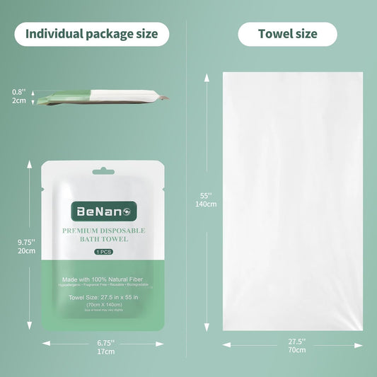 55 in x 27.5 in Disposable Bath Towels | Ready to Use, 4 Pack | Sanitary, disposable bath towels. 100% USDA Biobased. Elevate experience in salons, hotels, massage, camping and travel