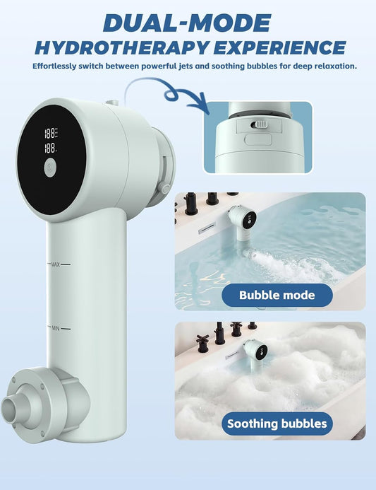 Bath Jets for Tub with Massage/Bubble Mode, Portable Cordless Bathtub Jet | Lever-lock Suction Cups, 360° Rotatable Nozzles, Ultra-Quiet≤90dB, Rechargeable Bubble Bath Spa Machine at Home Relaxation