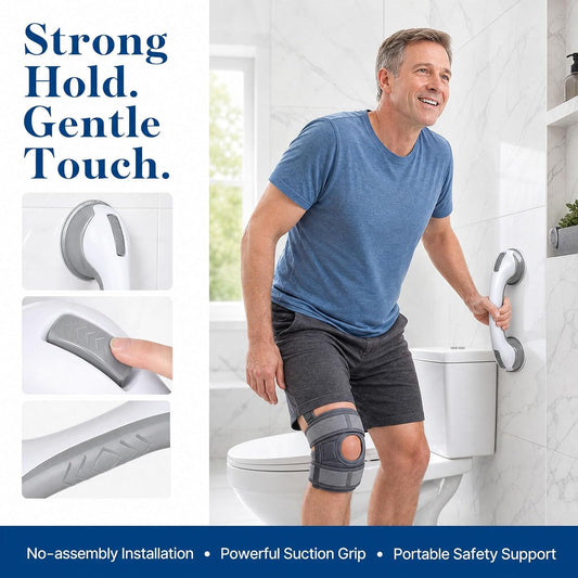 Grab Bars for Showers and Bathtubs 2 Pack, 12 Inch, | Suction Cup Shower Handles for Elderly and Seniors, Heavy Duty Shower Safety Bars for Bathroom Removable No Drill