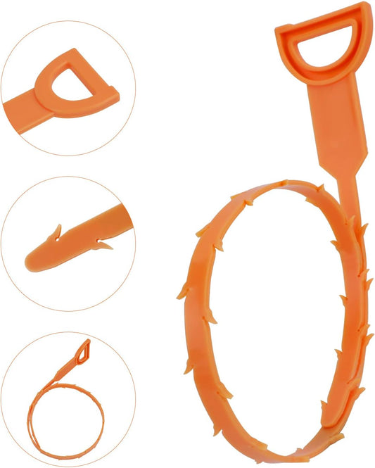 Flexible Drain Clog Remover Snake Tool for Hair and Debris, Unclog Toilet, Sink, Shower, Bathtub, Sewer, 19.6-Inch, 12 Pack