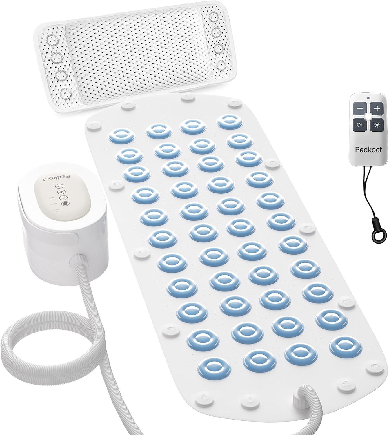 Upgraded Heated Bubble Bath Mat - Warm Air Bubble Massage Mat for Bathtub, Quiet Motor System with Remote Control, Portable Kit for Luxury Home Spa Experience