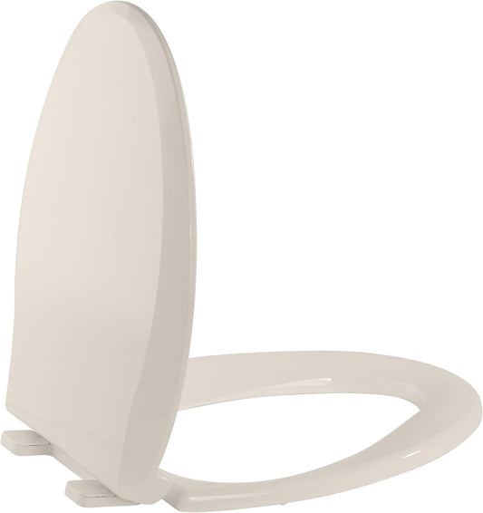 White Round Toilet Seat for Adult and Child, Built-In Potty Training Seat with Soft Quiet Close Non-Slip Design, Magnetic Kids Seat and Cover for Round/Oval Toilets, Easy to Install and Clean