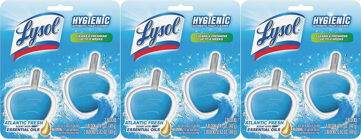 Hygienic Automatic Toilet Bowl Cleaner, Atlantic Fresh 2 ct (Pack of 3)