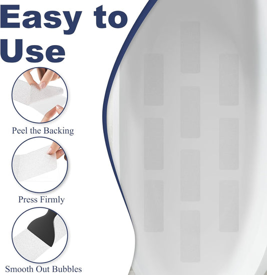 14PCS XXL Strips Anti-Slip Shower Stickers with Scraper, Clear | Extra-wide Non Slip Bathtub Stickers, Comfortable PEVA Material, Strong Adhesive, For Bath Tubs, Showers & Stairs