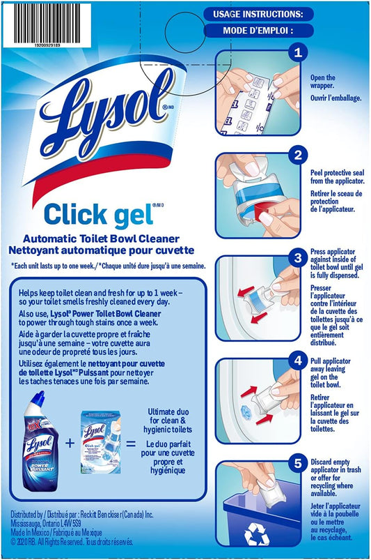 Click Gel Automatic Toilet Bowl Cleaner, Gel Toilet Bowl Cleaner, for Cleaning and Refreshing, Ocean Fresh, 6 Applicators per Pack