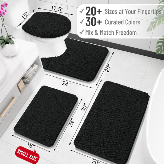 Bathroom Rugs 30x20, Extra Soft Absorbent Chenille Bath Rugs | Grey, Quick-Drying Rubber Backing, Machine Washable Bath Mat for Bathroom Floor, Tub and Shower, Home Decor Accessories - Colors E