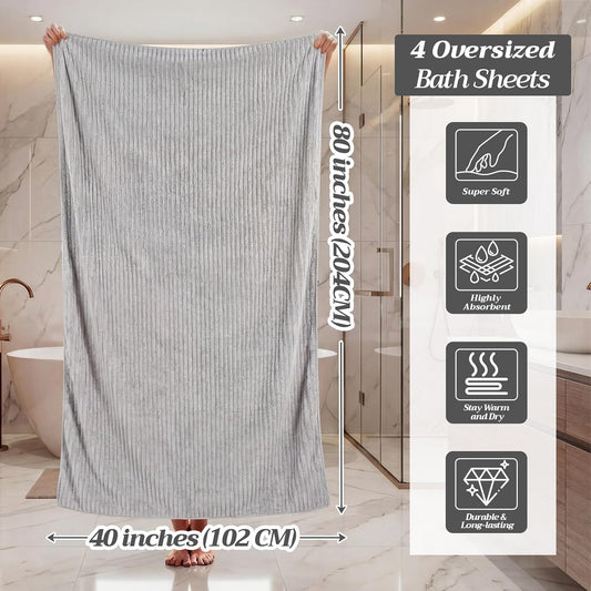4 Pcs Extra Large Bath Towel 40x80'' Oversized Microfiber Bath Sheet,Earth | Jumbo Bath Sheet Set for Adult, Quick Dry Fluffy Absorbent Blanket with Hang Loop, Halloween Gym Body Shower