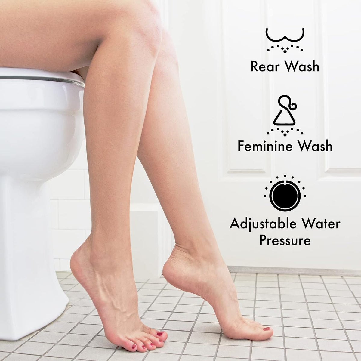 Bidet Attachment for Existing Toilet Seats, Ultra-Slim, Non Electric, Dual Nozzle, Rear & Feminine Wash, Fresh Cold Water Sprayer, Badays Bedets Bedits Badette Bidgets, Silver