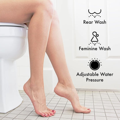 Bidet Attachment for Existing Toilet Seats, Ultra-Slim, Non Electric, Dual Nozzle, Rear & Feminine Wash, Fresh Cold Water Sprayer, Badays Bedets Bedits Badette Bidgets, Silver