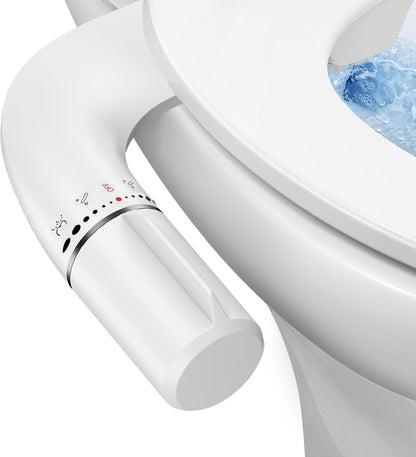 Bidet Attachment for Existing Toilet Seats, Ultra-Slim, Non Electric, Dual Nozzle, Rear & Feminine Wash, Fresh Cold Water Sprayer, Badays Bedets Bedits Badette Bidgets, Silver