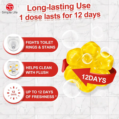 Toilet Bowl Cleaner Gel | Fresh Flower Toilet Gel Stamp | Stops Limescale and Stains with Air Freshening Scent | Deodorizing Clean | 32 Stamps, Blue & Green