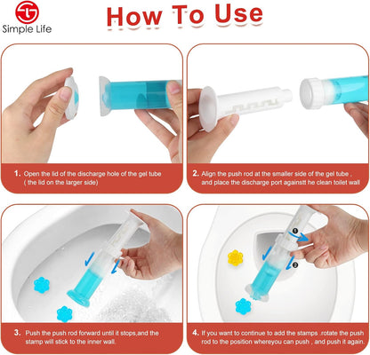 Toilet Bowl Cleaner Gel | Fresh Flower Toilet Gel Stamp | Stops Limescale and Stains with Air Freshening Scent | Deodorizing Clean | 32 Stamps, Blue & Green