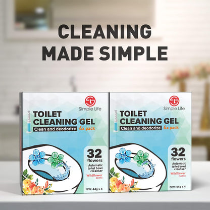 Toilet Bowl Cleaner Gel | Fresh Flower Toilet Gel Stamp | Stops Limescale and Stains with Air Freshening Scent | Deodorizing Clean | 32 Stamps, Blue & Green