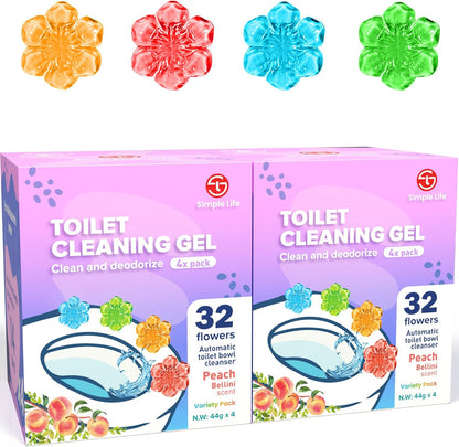 Toilet Bowl Cleaner Gel | Fresh Flower Toilet Gel Stamp | Stops Limescale and Stains with Air Freshening Scent | Deodorizing Clean | 32 Stamps, Blue & Green