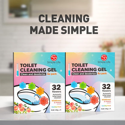 Toilet Bowl Cleaner Gel | Fresh Flower Toilet Gel Stamp | Stops Limescale and Stains with Air Freshening Scent | Deodorizing Clean | 32 Stamps, Blue & Green