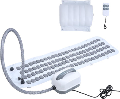 Portable Spa Bubble Bath Mat, Full Body Bubbling Non-Slip Bath Mat with Remote, Pillow & Electric Air Pump - Adjustable Bubble Settings for Bathtub Home Spa Relaxation (Normal Suction Cup)