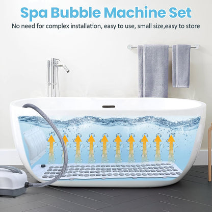 Portable Spa Bubble Bath Mat, Full Body Bubbling Non-Slip Bath Mat with Remote, Pillow & Electric Air Pump - Adjustable Bubble Settings for Bathtub Home Spa Relaxation (Normal Suction Cup)