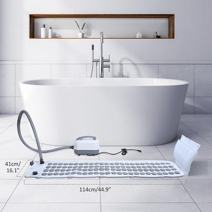 Portable Spa Bubble Bath Mat, Full Body Bubbling Non-Slip Bath Mat with Remote, Pillow & Electric Air Pump - Adjustable Bubble Settings for Bathtub Home Spa Relaxation (Normal Suction Cup)