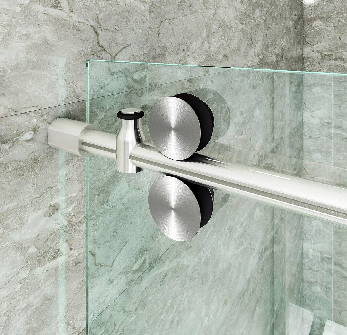 6.6FT Brushed Twin Roller Sliding Frameless Shower Door Hardware Kit