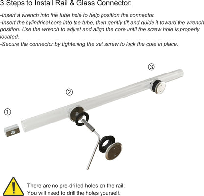 6.6FT Brushed Twin Roller Sliding Frameless Shower Door Hardware Kit