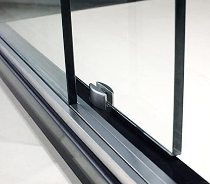 6.6FT Brushed Twin Roller Sliding Frameless Shower Door Hardware Kit
