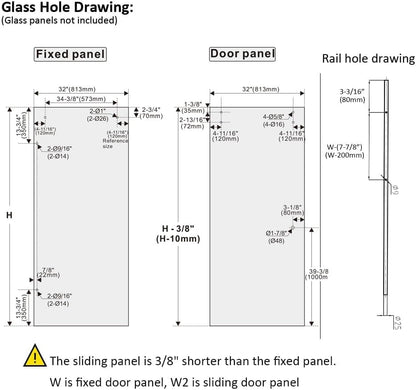 6.6FT Brushed Twin Roller Sliding Frameless Shower Door Hardware Kit