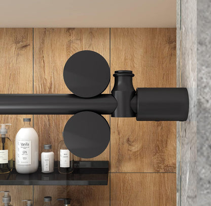 6.6FT Brushed Twin Roller Sliding Frameless Shower Door Hardware Kit