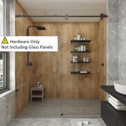 6.6FT Brushed Twin Roller Sliding Frameless Shower Door Hardware Kit