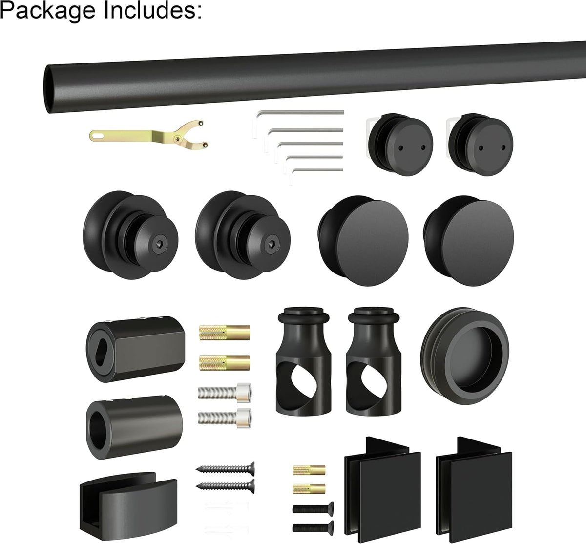 6.6FT Brushed Twin Roller Sliding Frameless Shower Door Hardware Kit