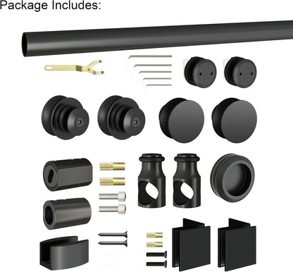 6.6FT Brushed Twin Roller Sliding Frameless Shower Door Hardware Kit