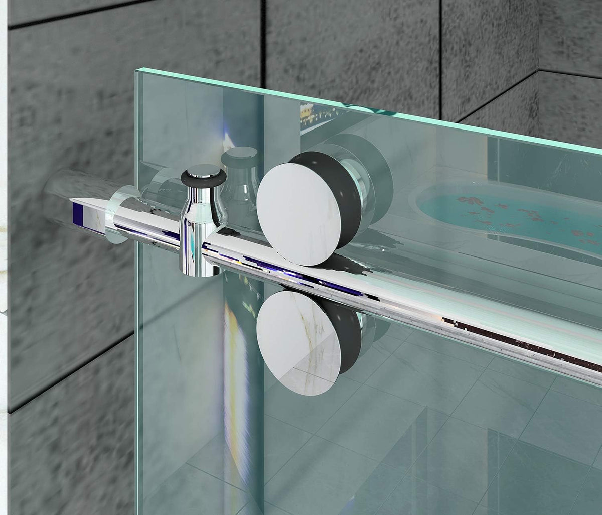 6.6FT Brushed Twin Roller Sliding Frameless Shower Door Hardware Kit